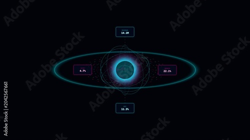 Futuristic Motion Graphics of Circular Technology Interface with Neon Highlights.