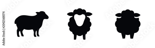 Cuadro en lienzo Sheep Icons - Farm Animals and Livestock