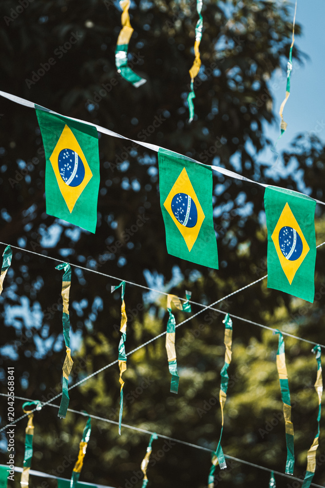 Fototapeta premium Brazilian Flags Decoration Outdoors