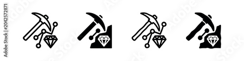Foto Cryptocurrency mining concept with pickaxe, diamond, and circuits