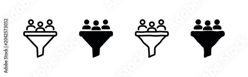 Bild auf Leinwand Sales Funnel and Lead Filtering Icon Set with People and Funnel