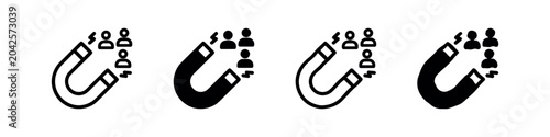 Foto Lead Generation and Customer Attraction Icon Set with Magnet and People