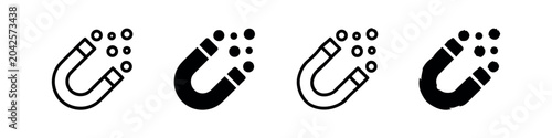 Fotografi Horseshoe magnet attracting dots icons, simple and filled versions