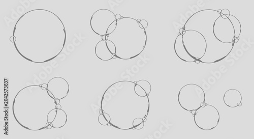 Wireframe circles and overlapping shapes.