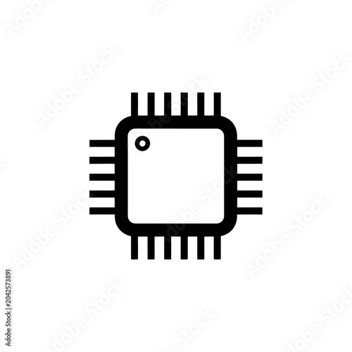 A simple illustration of a computer chip, isolated on a white background, in a minimalist style