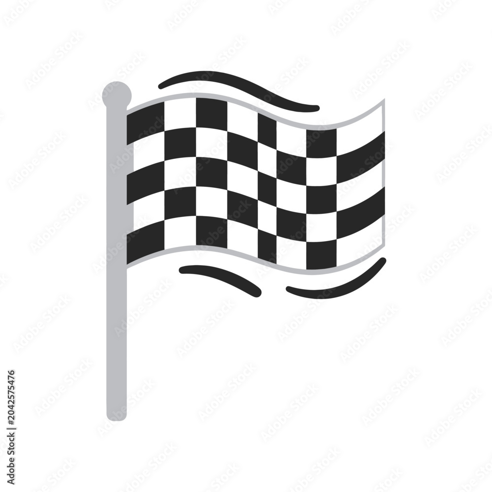Fototapeta premium A black and white checkered flag waving on a simple pole