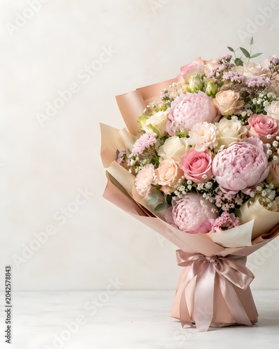 Pastel Flower Bouquet With Elegant Copy Space
