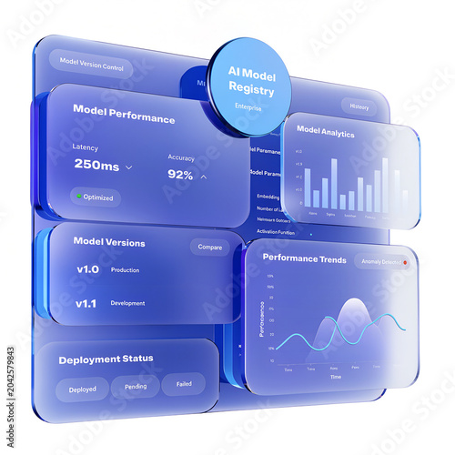 Premium 3D AI Model Registry Dashboard with Machine Learning Model Management and Performance Analytics