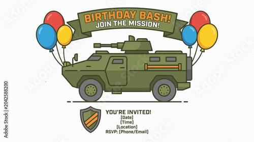 Photos Armored Vehicle Birthday Party Invitation Vector