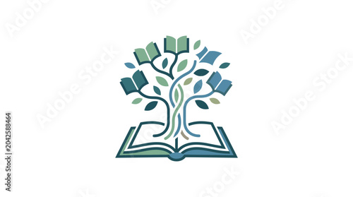 Photos Abstract Book Tree Logo Symbol for Education and Knowledge
