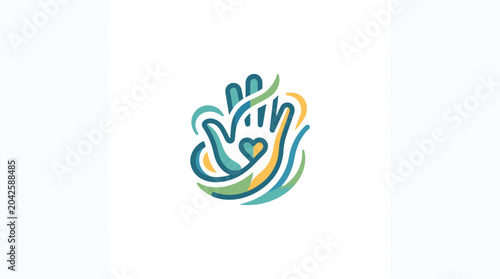Abstract Hand Heart Logo - Care, Support, Kindness, Charity, Helping Hands
