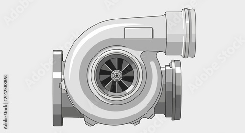 Detailed illustration of a turbocharger component.