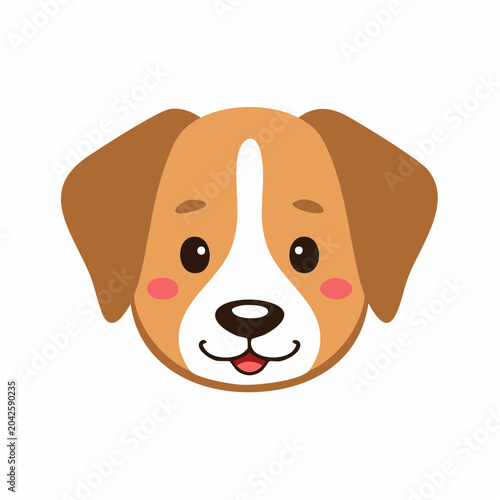 Cute Cartoon Dog Face Illustration