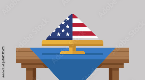 Tableau sur toile Folded American Flag on Ceremonial Table