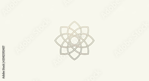 A minimalistic geometric floral pattern on a plain background.