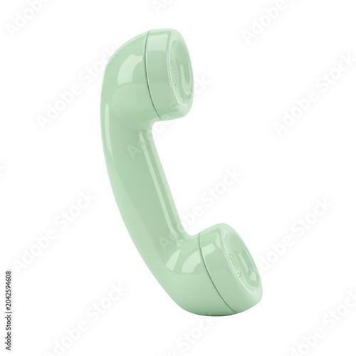 Pastel green vintage telephone handset receiver as PNG cutout