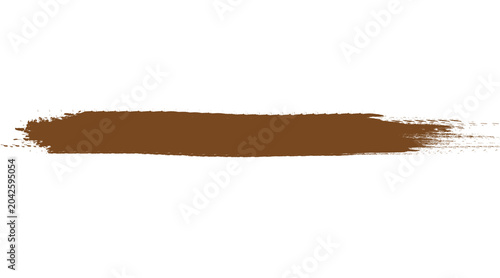Tableau sur toile Brown paint brush stroke on white background, earthy terracotta acrylic smear, h