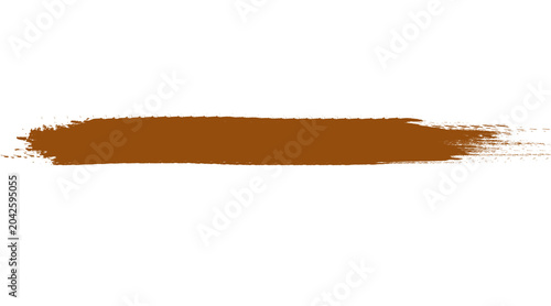 Fotografía Brown paint brush stroke on white background, horizontal terracotta acrylic smea