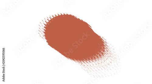 Canvastavla Terracotta paint stroke on white background, earthy orange acrylic brush smear,
