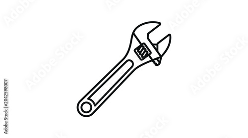Tableau sur toile Diagonal adjustable spanner wrench outline icon.