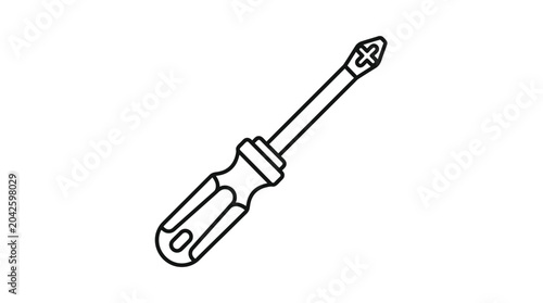 Tableau sur toile Diagonal crosshead screwdriver tool line icon.