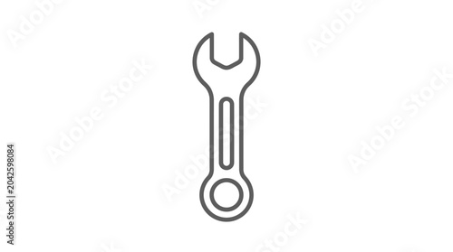 Photos Minimalist open end spanner wrench line art icon.