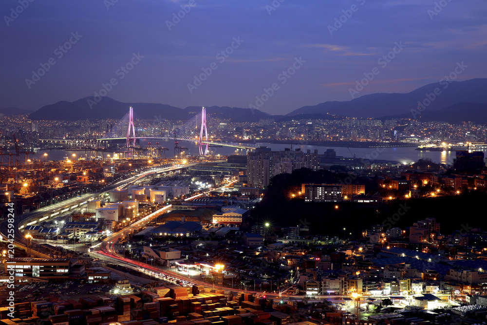 Obraz premium 부산항대교,감만부두,부산항,남구,부산