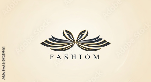 Stylized logo with symmetrical, layered design resembling a butterfly or wings.