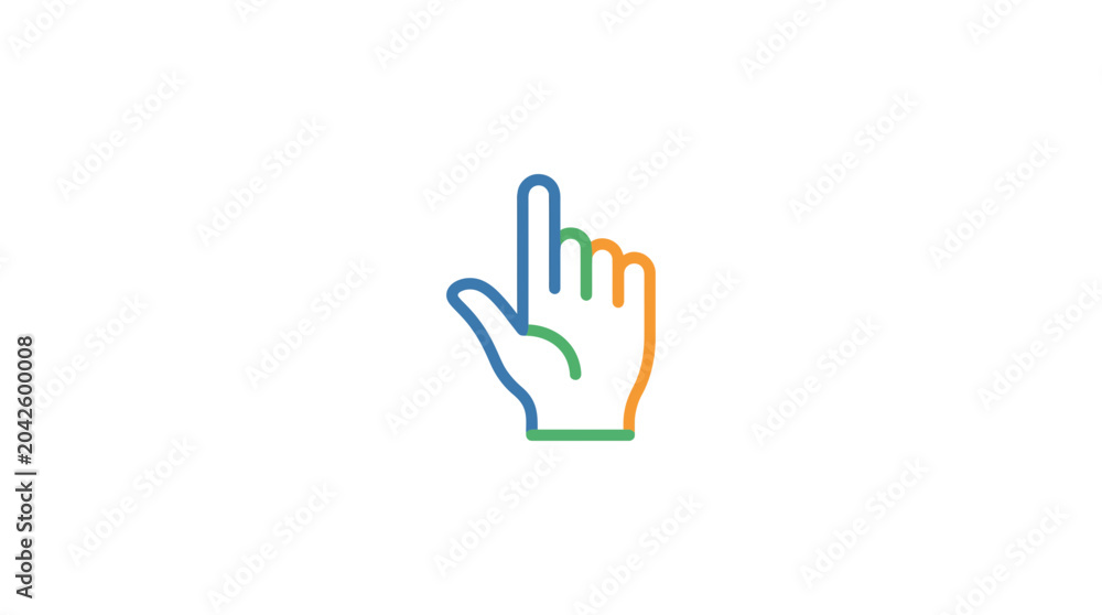 Fototapeta premium Colorful hand cursor icon pointing upwards on white background