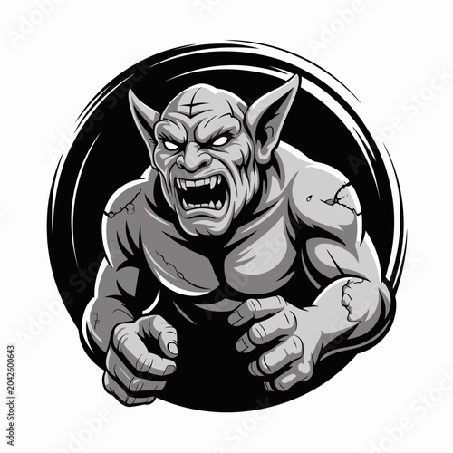 Foto Angry fantasy creature with sharp teeth.