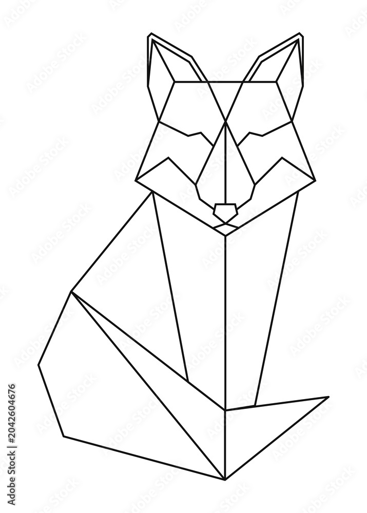 Naklejka premium Png fox geometric lines element, transparent background