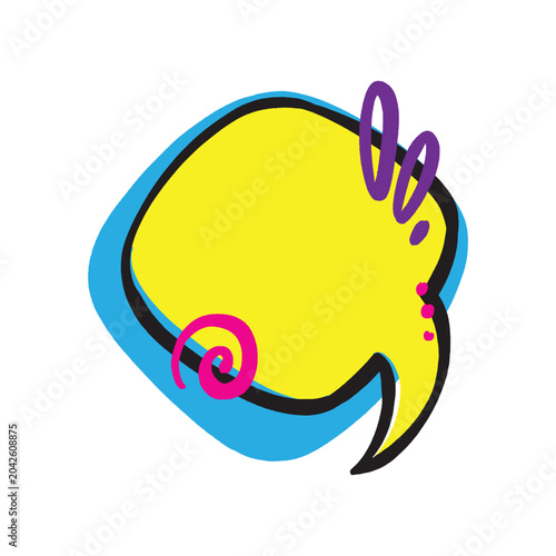 Cartoon Bubble Speech with Pink Swirl Decoration for Graphics