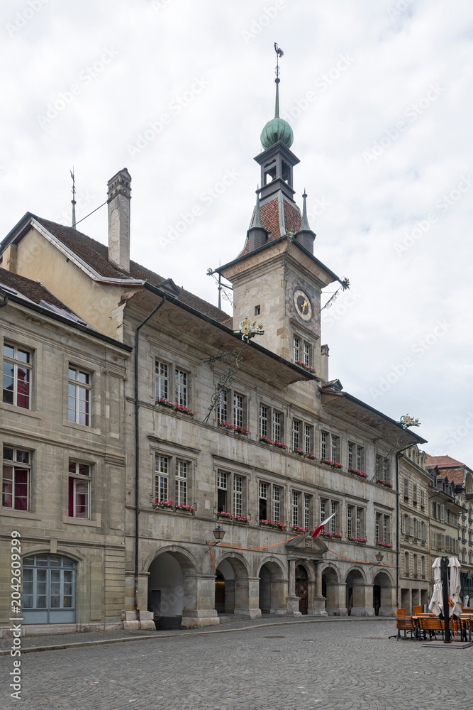 Fototapeta premium Building and street at city of Lausanne, Switzerland