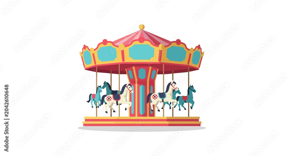 Obraz premium Colorful Carousel Horse Ride - Amusement Park Fun