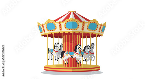 Fényképezés Colorful Carousel Merry-Go-Round with Horses