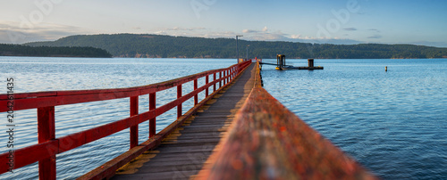 Fernwood Pier Salt Spring Island BC. Fernwood Pier, on Salt Spring Island, juts out into Trincomali Channel. BC, Canada. 
