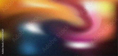 Abstract swirling gradient of warm and cool colors with grain