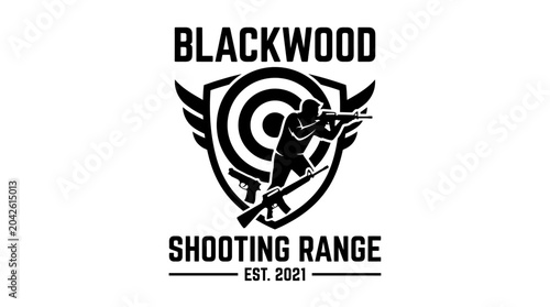 Blackwood Shooting Range logo emblem with target and rifle