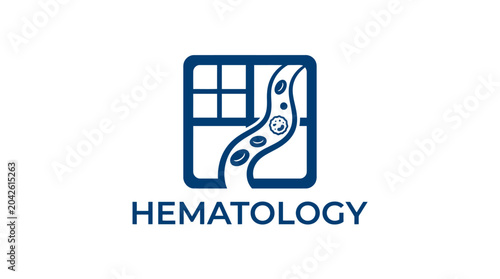 Tableau sur toile Hematology concept graphic with blood flow and cells inside a window frame