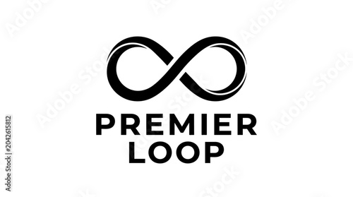 Slika na platnu Vector infinity loop logo with text PREMIER LOOP on white background
