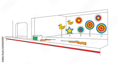 Tableau sur toile Carnival Shooting Gallery: Ducks, Targets, and Toy Rifles