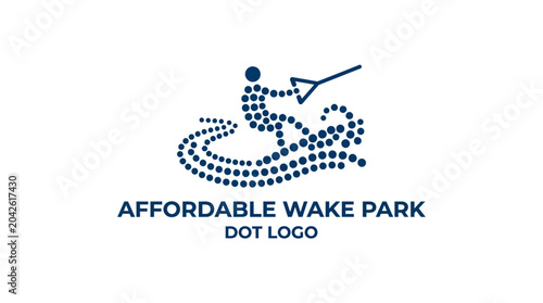 Vászonkép Wakeboarding dot logo with water spray and text Affordable Wake Park