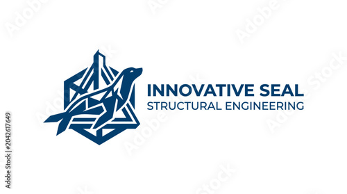 Tableau sur toile Geometric seal logo with structural engineering text on white background