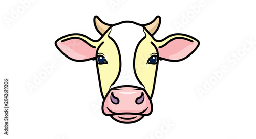 Foto Cartoon cow head with horns.