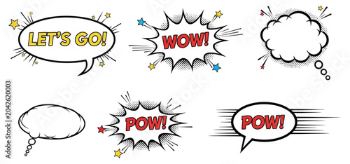 Vintage comic book speech bubbles and sound effects collection