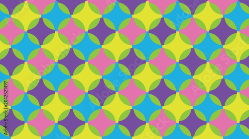 Canvas-taulu Colorful geometric seamless pattern formed by overlapping circular segments that create a kaleidoscopic mosaic effect
