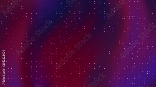Blue and red flickering dots on a dark digital background