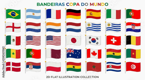 Collection of World Cup Flags Illustration