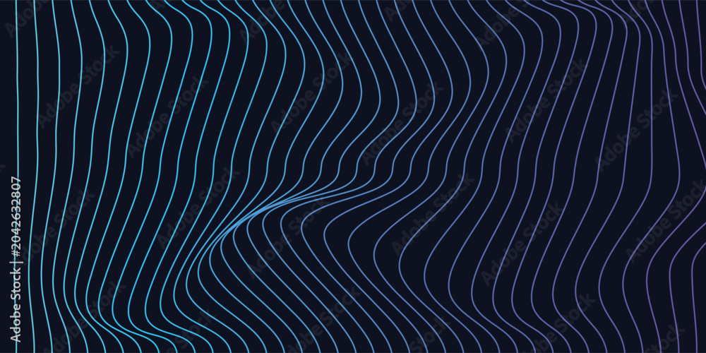 Fototapeta premium Abstract Wavy Lines Pattern on Dark Background.
