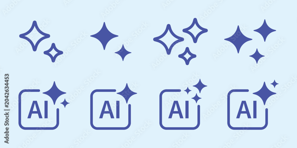 Fototapeta premium Purple UI icons with sparkles, element vector set